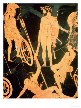 Herakles and Greek Heroes, Detail from an Attic Red-Figure Calyx-Krater, circa 490 BC