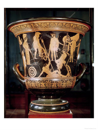 Attic Red Figure Calyx Krater, Hercules with Athena and Other Greek Heroes, c.450 BC