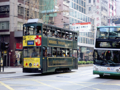 Tram, Des Voeux Road, Central, Hong Kong Island, Hong Kong, China